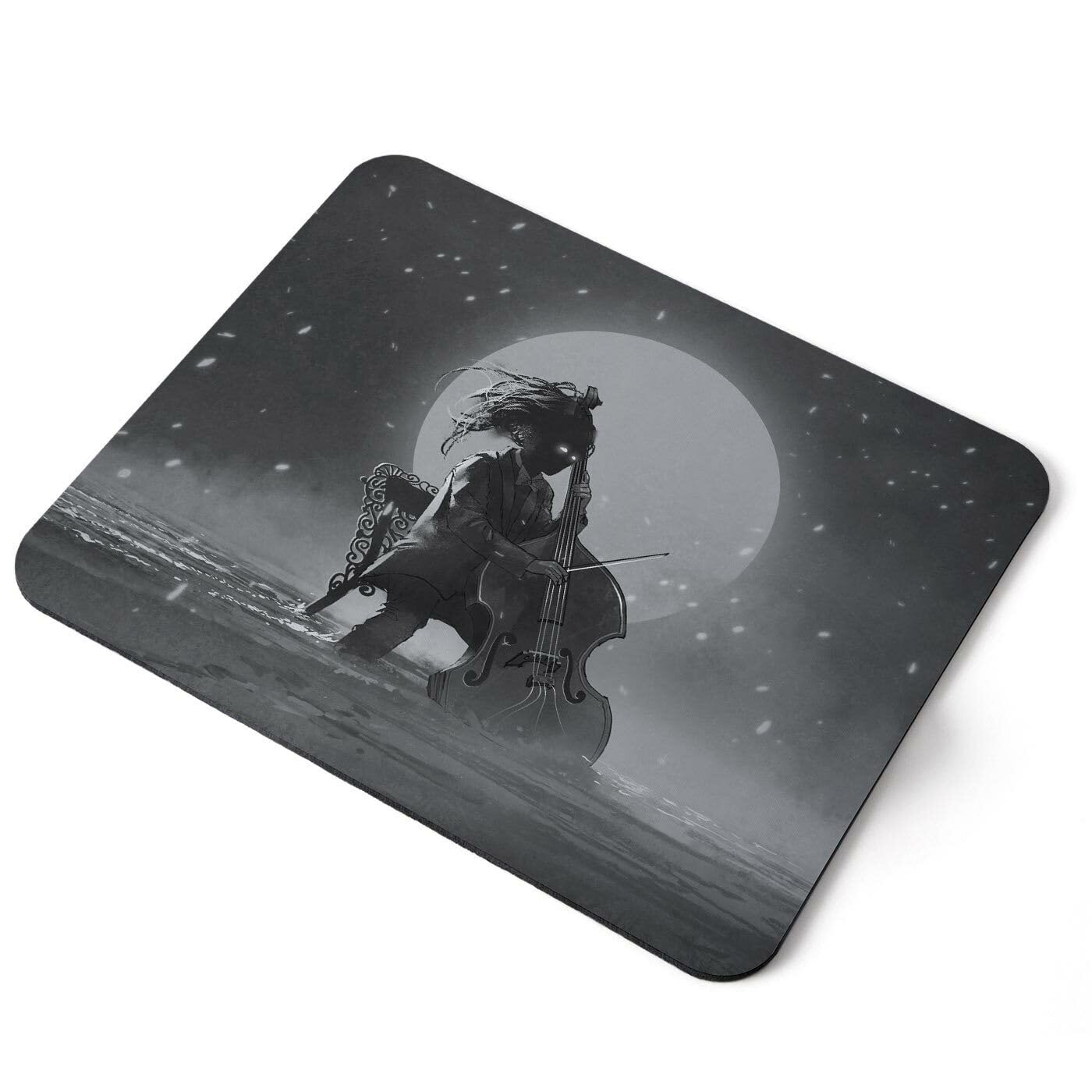 MIKKA ENTERPRISES Mouse Mat Pad - BW - Creepy Musician Spooky Fantasy Laptop PC Desk Office #35954 Printed Rubber Mouse pad, Home Office Use, Non Slip