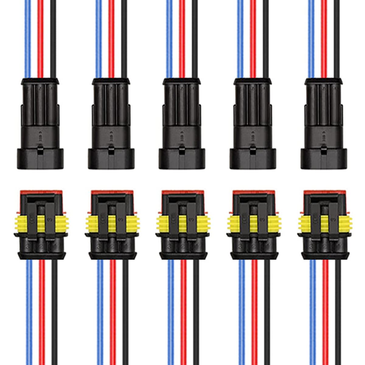 Buy Xiatiaosann 5PCS Auto Waterproof Electrical Wire Connector 3 Pin 1.5mm Terminal Connector