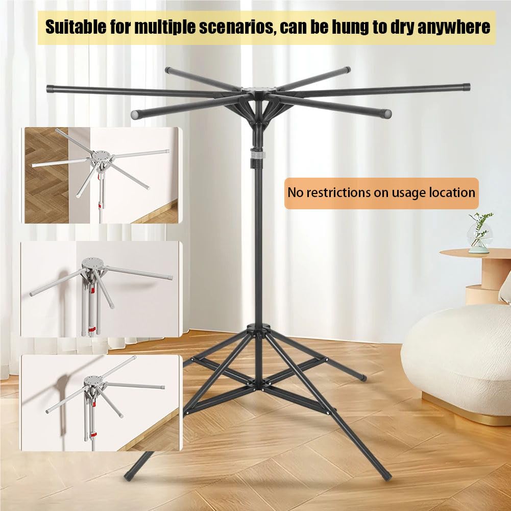 Etendoir Extensible,Séchoir à Linge Pliable à Quatre Pieds pour Intérieur, Séchoir Portable, Hauteur Réglable, Pliable, Barres De Séchage en Abs Et Acier Au Carbone, Facile à Installer