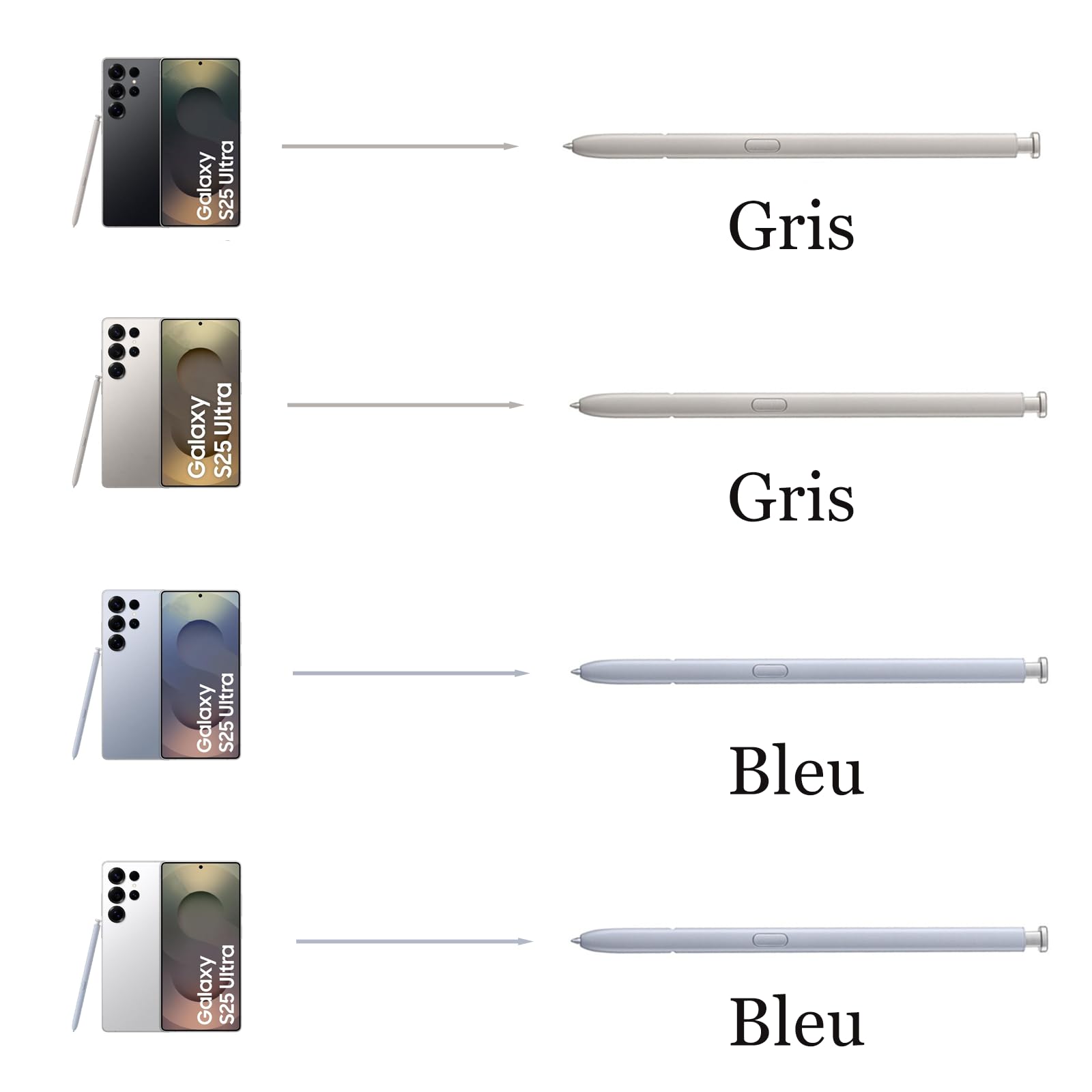 2 Pièces Galaxy S25 Ultra S Stylet de Remplacement pour Samsung Galaxy S25 Ultra S Pen pour remplacer Samsung S25 Ultra Stylus EJ-PS938,Gris