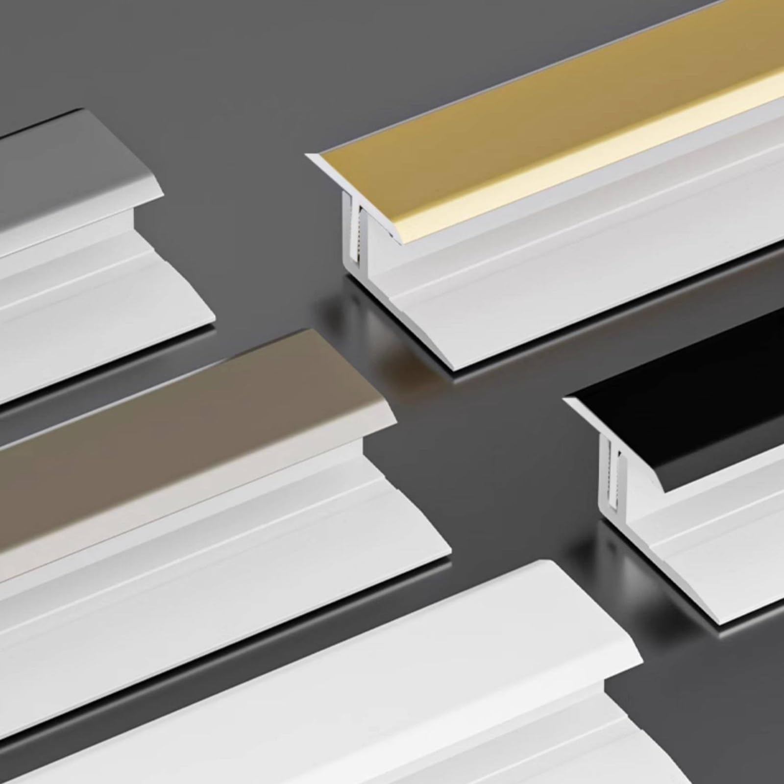 Set Di Profilo Di Transizione Pavimento (2 Pezzi, 135CM) - Coprisoglia In Alluminio Modanature A T & Striscia Angolare Per Piastrelle & Spazi Del Pavimento(Gold,11 * 15.0mm)