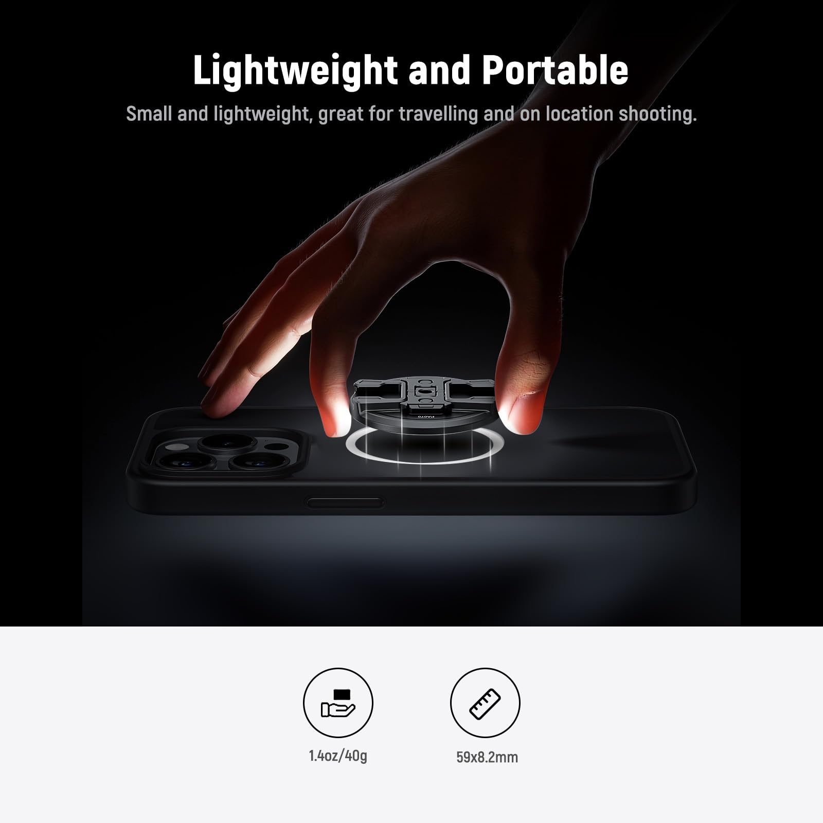 NEEWER Soporte magnético para trípode para teléfono con Adaptador de cámara de acción, Zapata fría con Pin antiapagado, Rosca de 1/4 Pulgadas Compatible con MagSafe iPhone 16 15 14 13 12 Series dji
