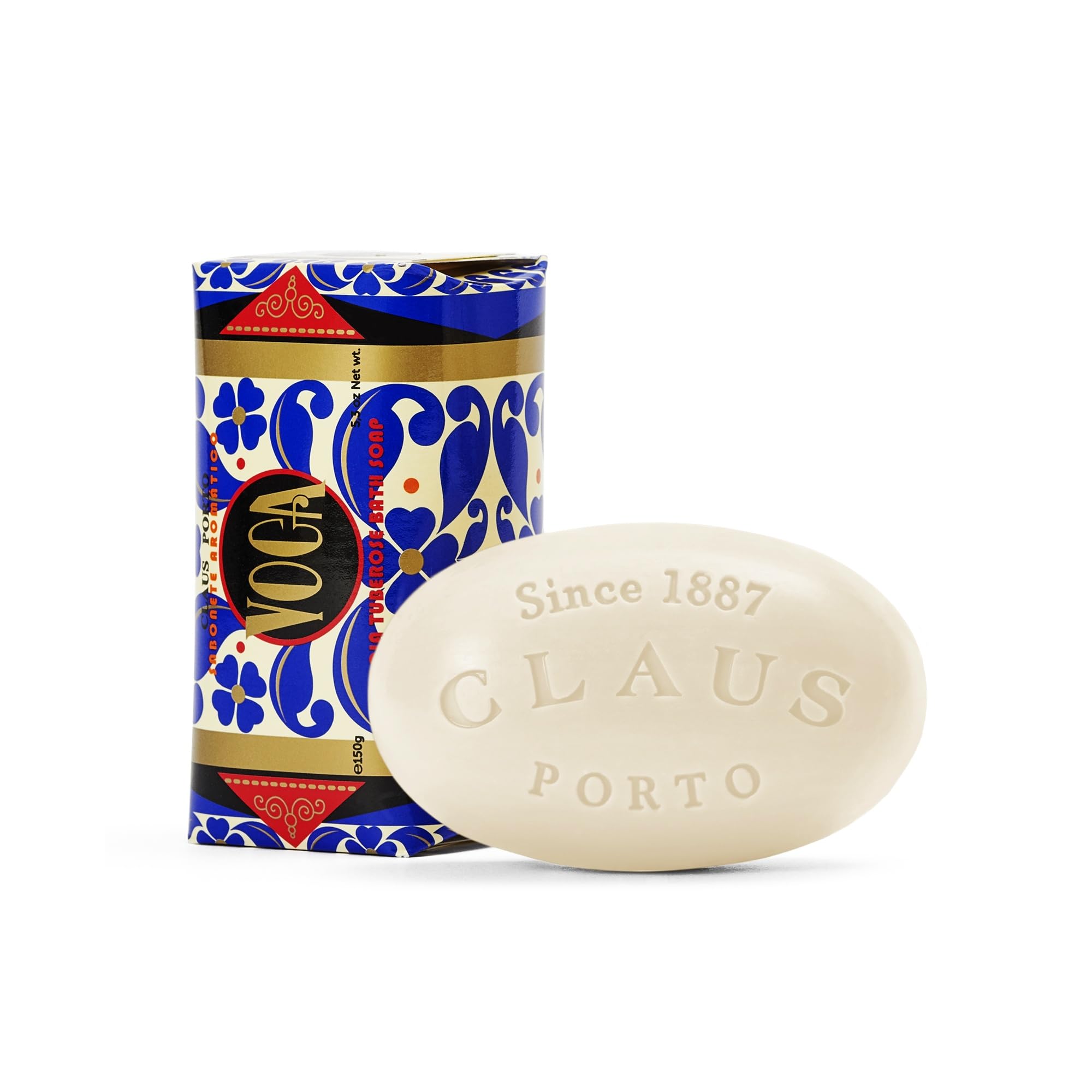 Claus Porto - Voga Acacia Tuberose Body Soap for Men + Women | Floral, Cleansing, Nourishing | Handcrafted, Aromatic, Delicate, Fruity (150g | 5.3 oz)