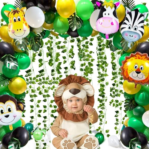 Image of Party Propz Jungle Theme Birthday Decoration Kit- 78 Pcs, Animal Theme Bday Decorations | Animal foil Balloons | Jungle Safari Theme birthday Decorations for Kids, Jungle Theme Balloons