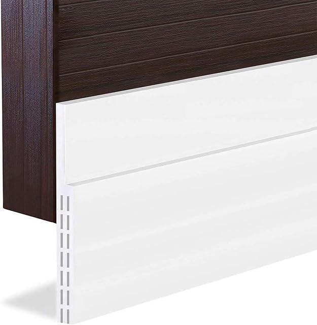Hulameda [Upgraded] Large Gap Door Draft Stopper, 3-2/5"W Widened Door Sweep for Interior and Exterior Doors - Guard Against Drafts, Dust, Noise and Unwanted Animals| 3-2/5"W x 39"L, White