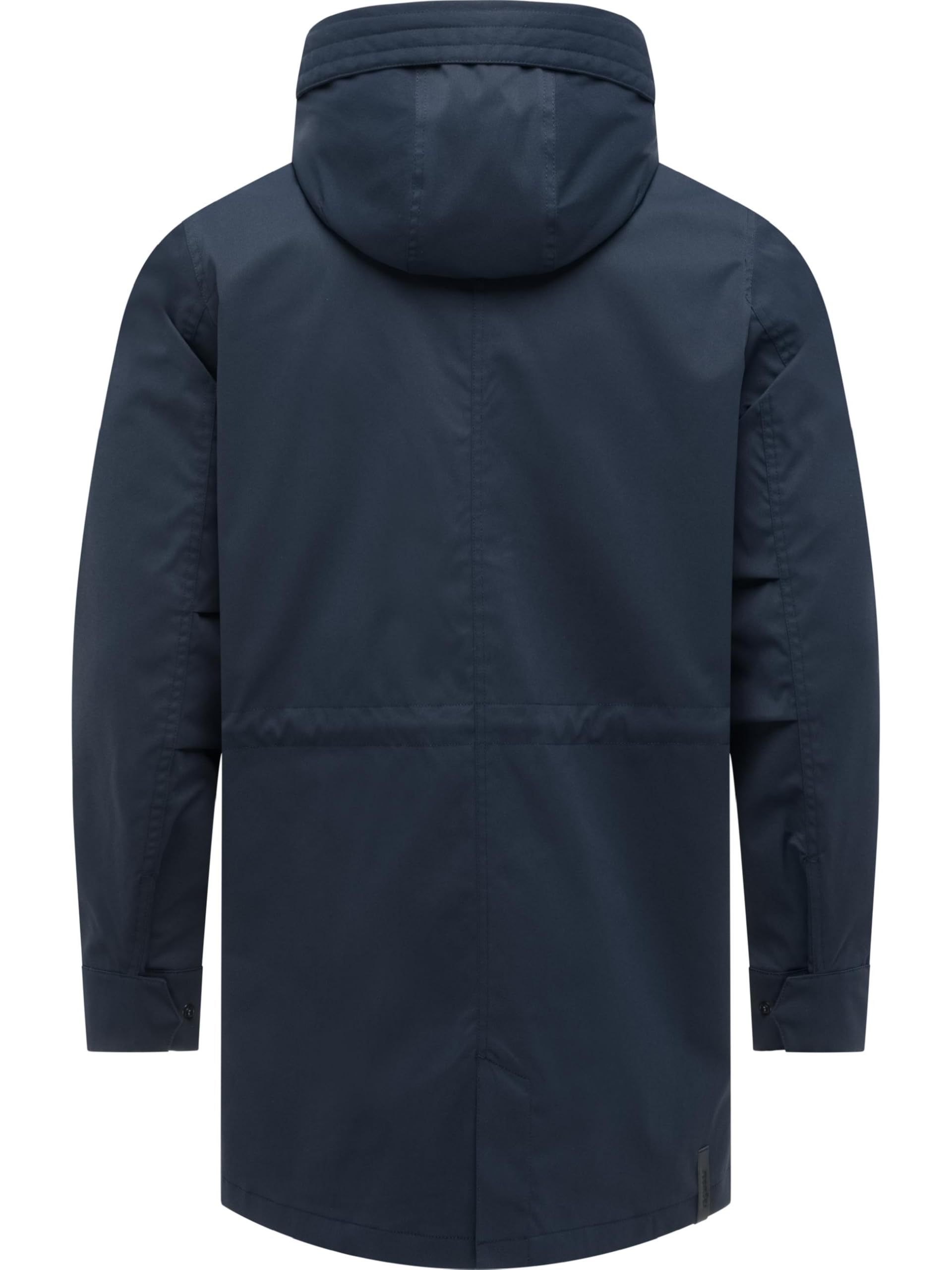 Ragwear Herren lange wasserdichte und atmungsaktive Übergangsjacke Mantel mit Taillenzugband, Gehschlitz und verstellbarer Kapuze Mr Smithem Twill YOUMODO S-6XL