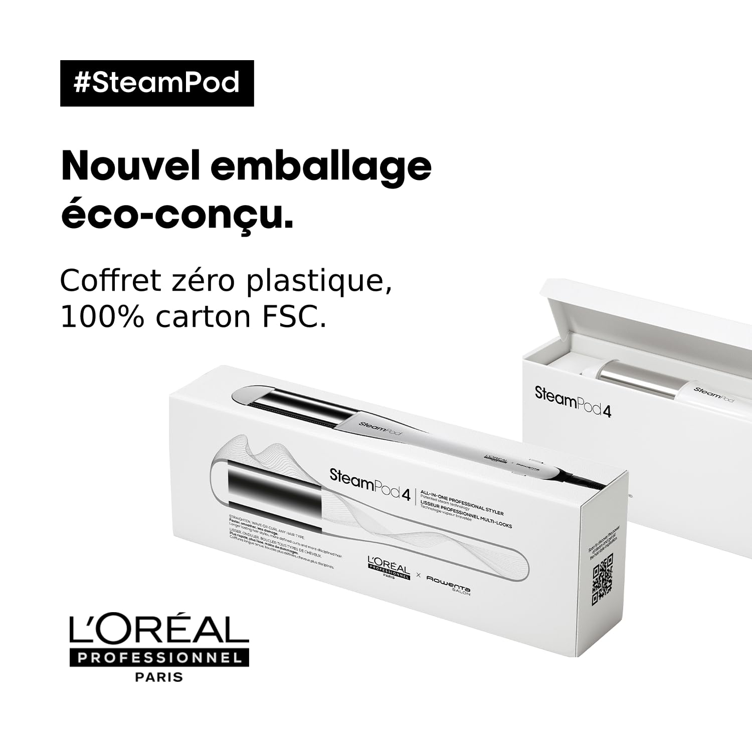 STEAMPOD 4 – Glätteisen mit Dampf-Lockenstab – 95% weniger Schäden – 3 x + schnelles Styling – 3 Temperaturen – patentierte Dampftechnologie – mit Zubehör – für alle Haartypen – von L'Oréal