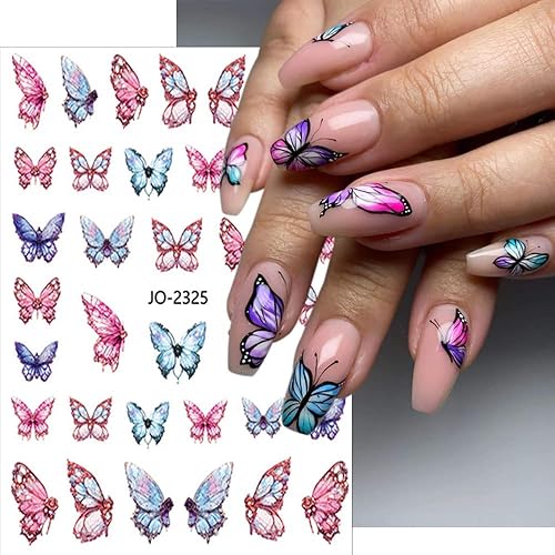 Miniatura 4 de Calcomanías de uñas de mariposa calcomanías de uñas coloridas 3D para niñas calcomanías de uñas autoadhesivas de mariposa para uñas accesorios de