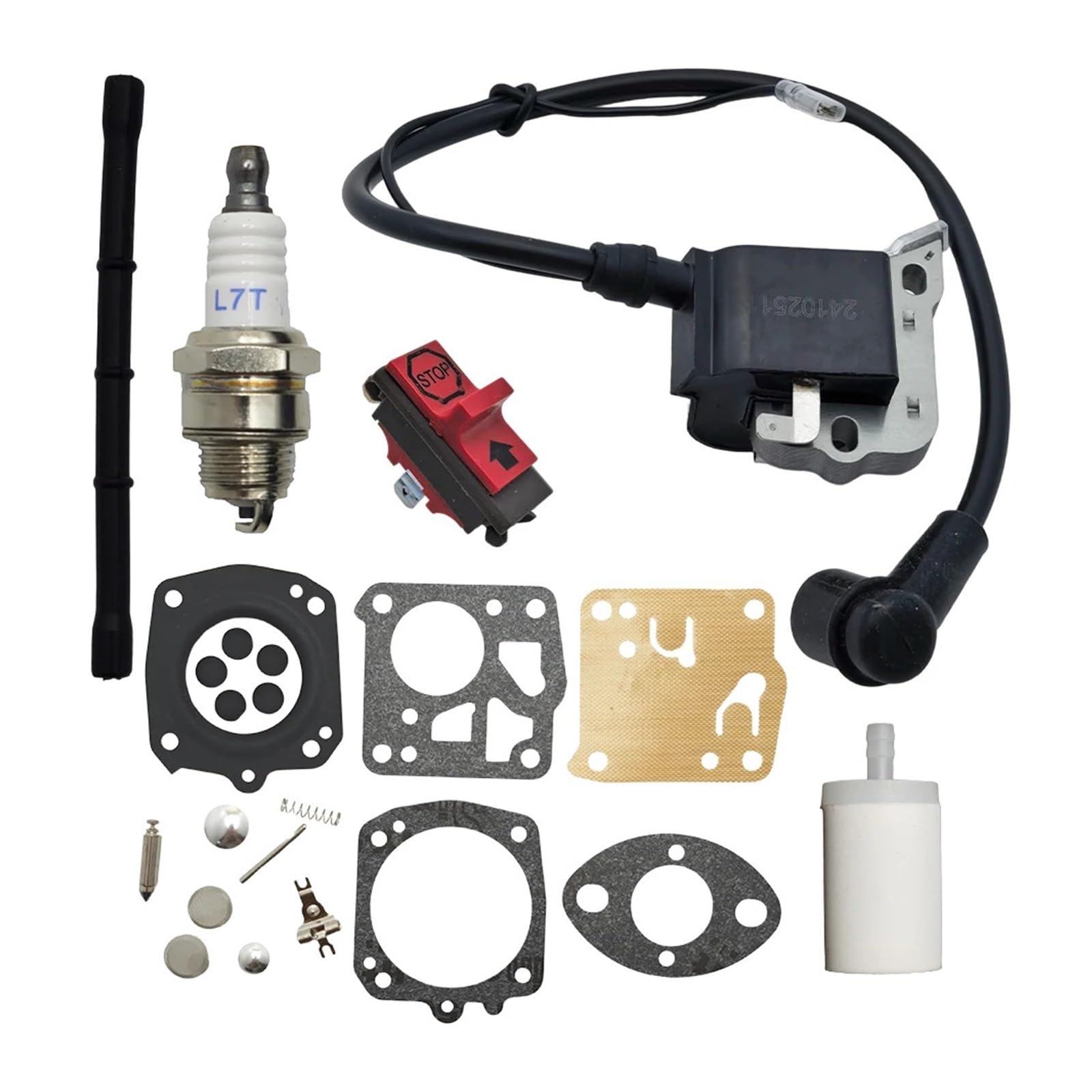 YONGONG Kit de réparation de carburateur, interrupteur d'arrêt de bobine d'allumage, Compatible H-u-s 266 268 272, ligne de filtre à carburant