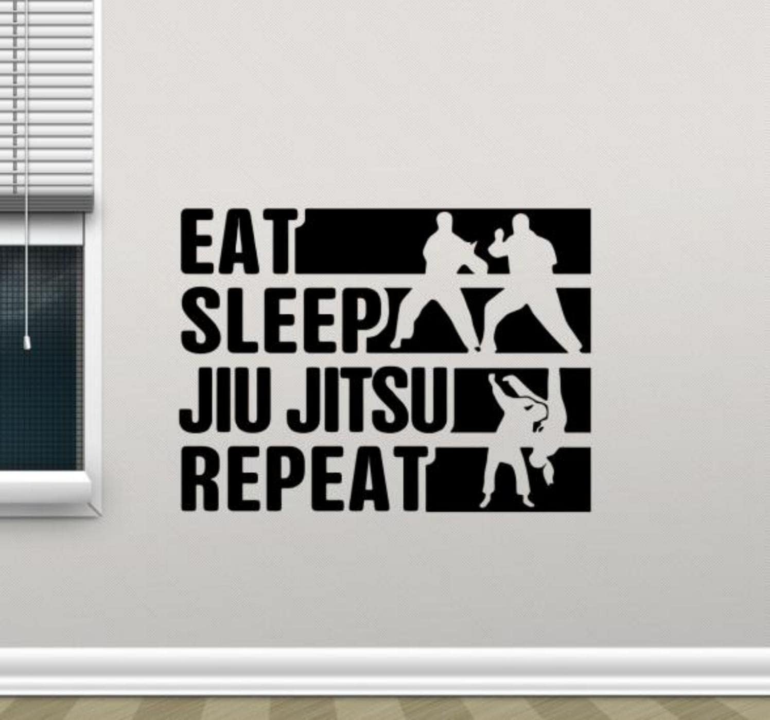 Jiu Jitsu Wall Decal Vinyl Sticker Eat Sleep Repeat Jiu Jitsu Gym Sign Wrestling Wall Art Fitness Center Design Housewares Bodybuilding Sticker Home Gym Wall Decor Removable Wall Mural Workout Poster 1445