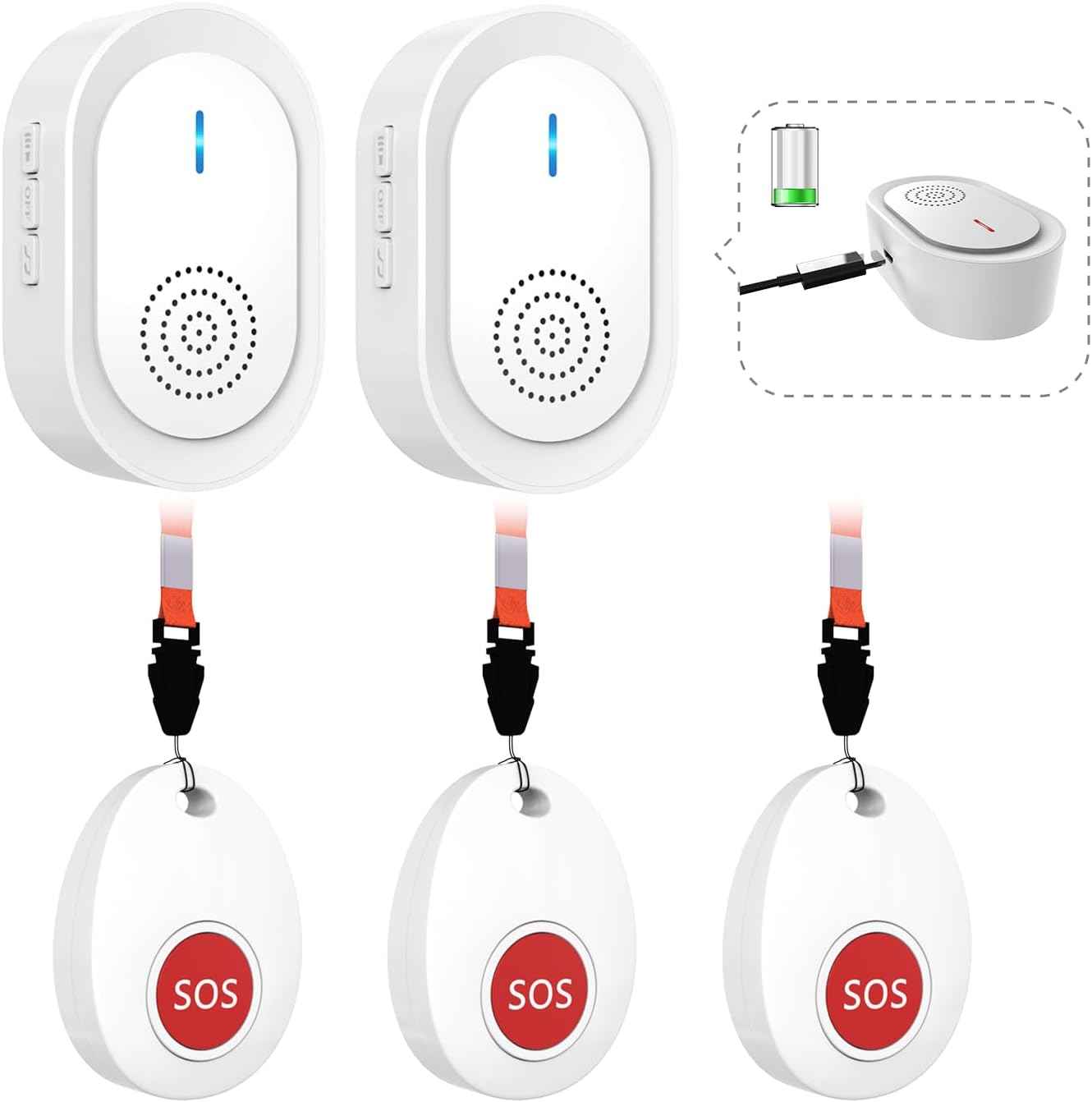 CallToU Caregiver Pager Wireless Call Buttons for Elderly, Portable Nurse Call Bell