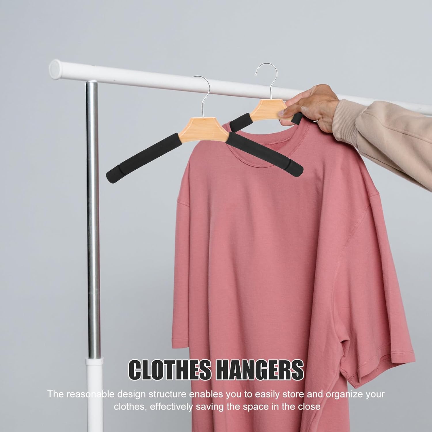 Gadpiparty 5pcs Wooden Padded Coat Hangers Non-Slip Sponge Clothes Hangers Round Hook for Men’s Suit Closet Wardrobe Organizer