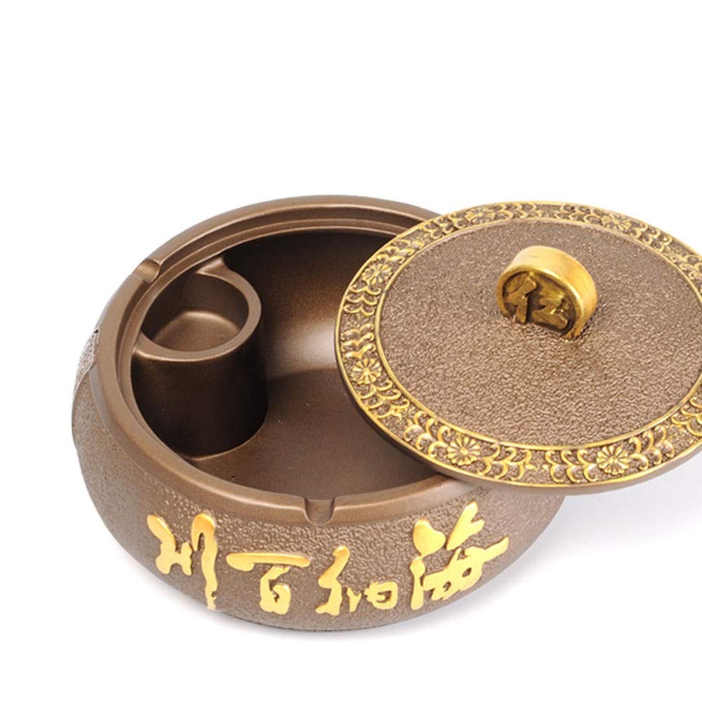 Multifunction Smoke Grabber Ashtray Chinese Covered Ashtray Round Windproof Resin Outdoor Home Ashtray Decorations/Gift LCNINGYHG (Color : L),Size:G,Colour:G (Color : H, Size : K)