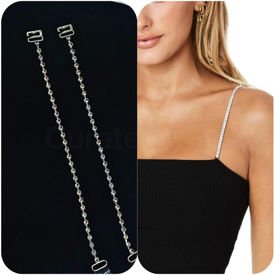 Beaded Bra Straps for Women - Embellished Rhinestone and Pearl Stone Straps, Fancy Bra Stripes for Bra, Adjustable and Durable Stone Bra Straps - Replacement for Wedding, Party Outfits