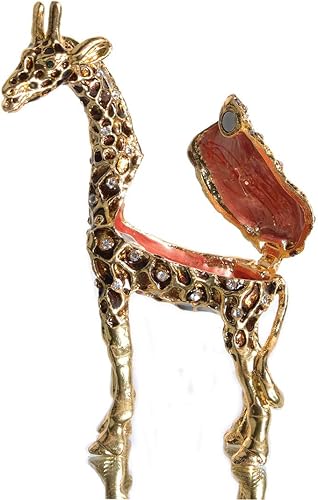 Miniatura 5 de Waltz&F Caja de baratijas de jirafa grande dorada con bisagras pintada a mano, soporte para anillo coleccionable, adornos de vida, accesorios de