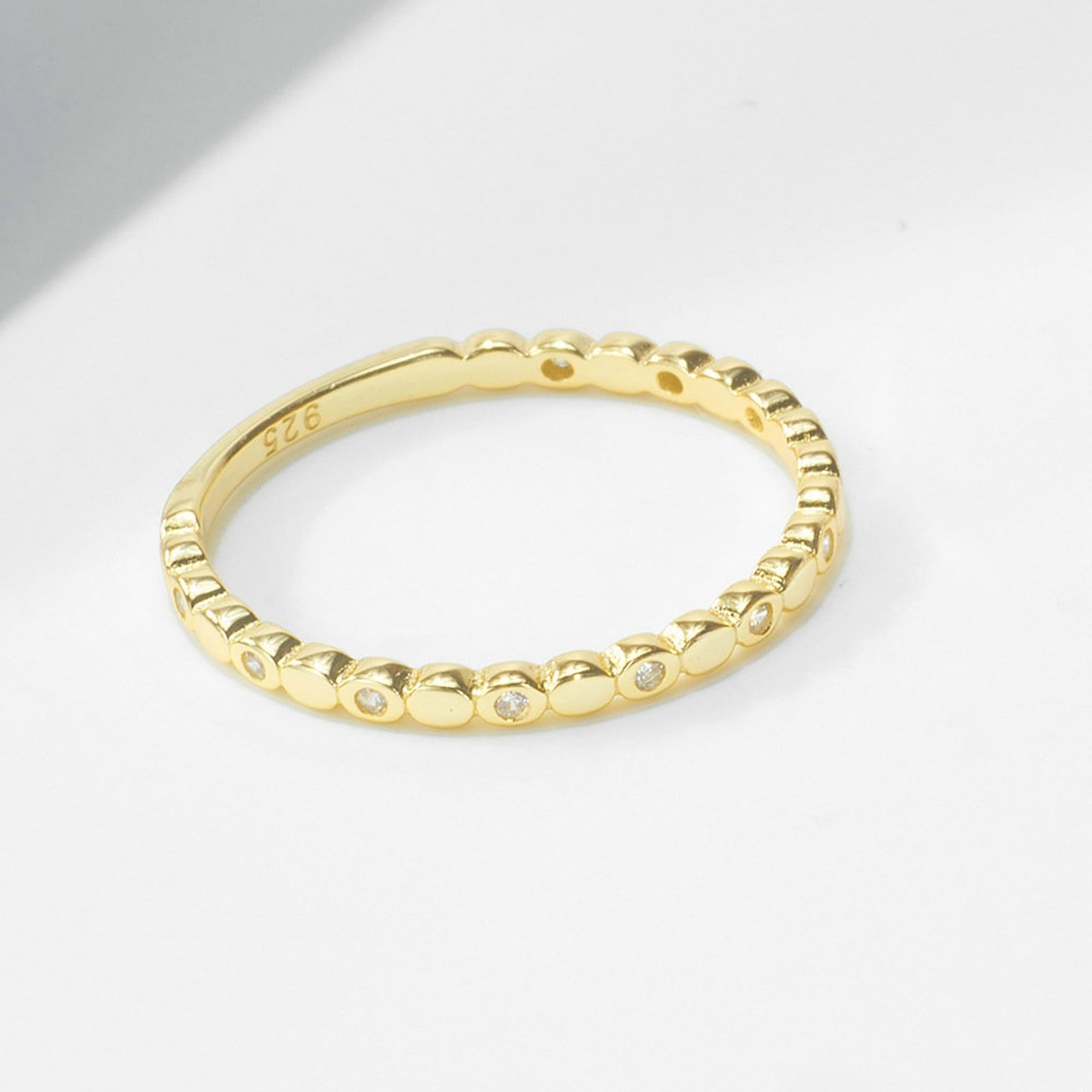 Anillos de diamante de oro amarillo, anillos de compromiso para mujer, oro auténtico, media eternidad, alianzas de aniversario con diamantes para mujeres