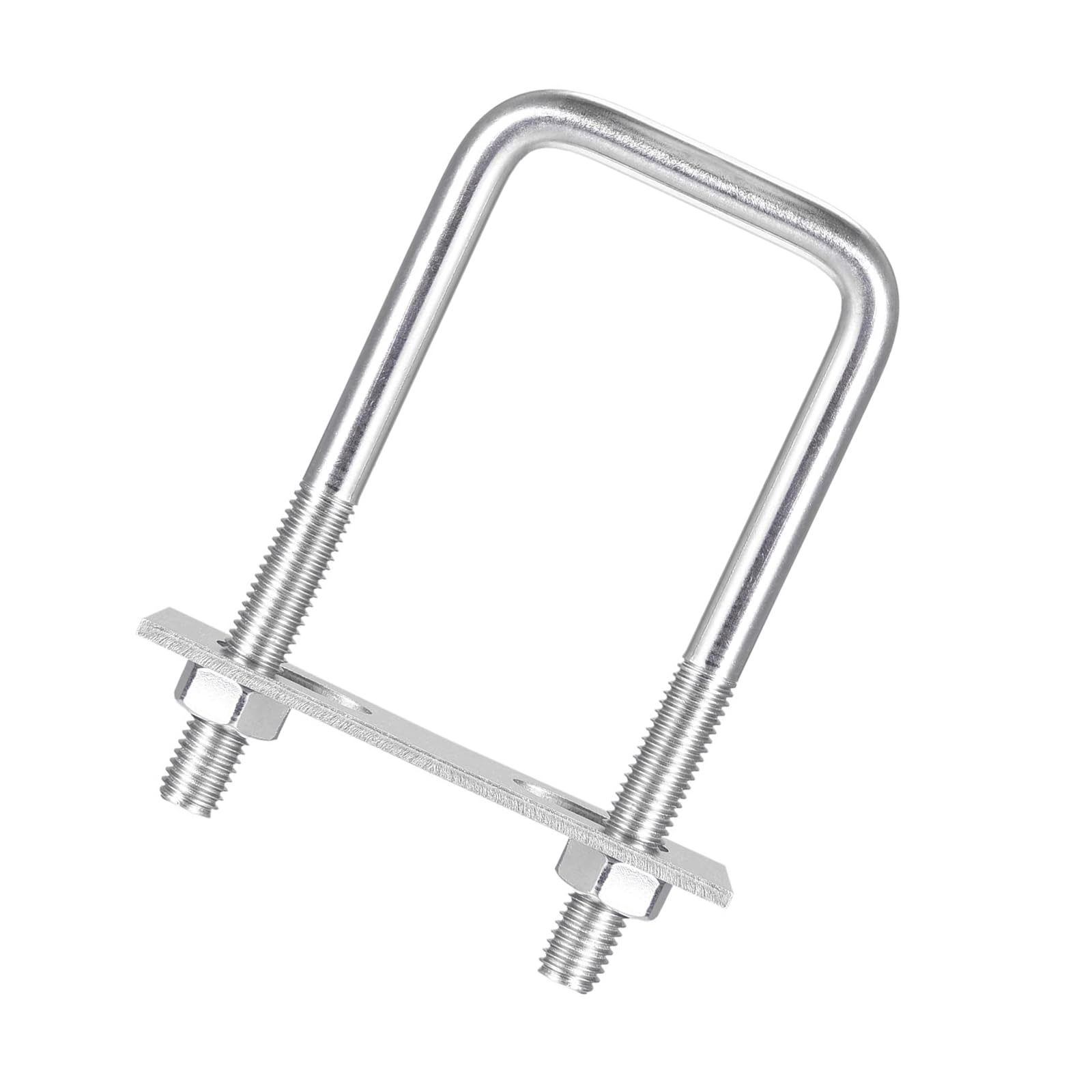 Unifizz Square U-Bolt,2 Set 304 Stainless Steel M10 U Bolts 50mm(2.05") Inner Width 120mm Length with Nuts and Frame Plate for Automobiles Boat Trailer