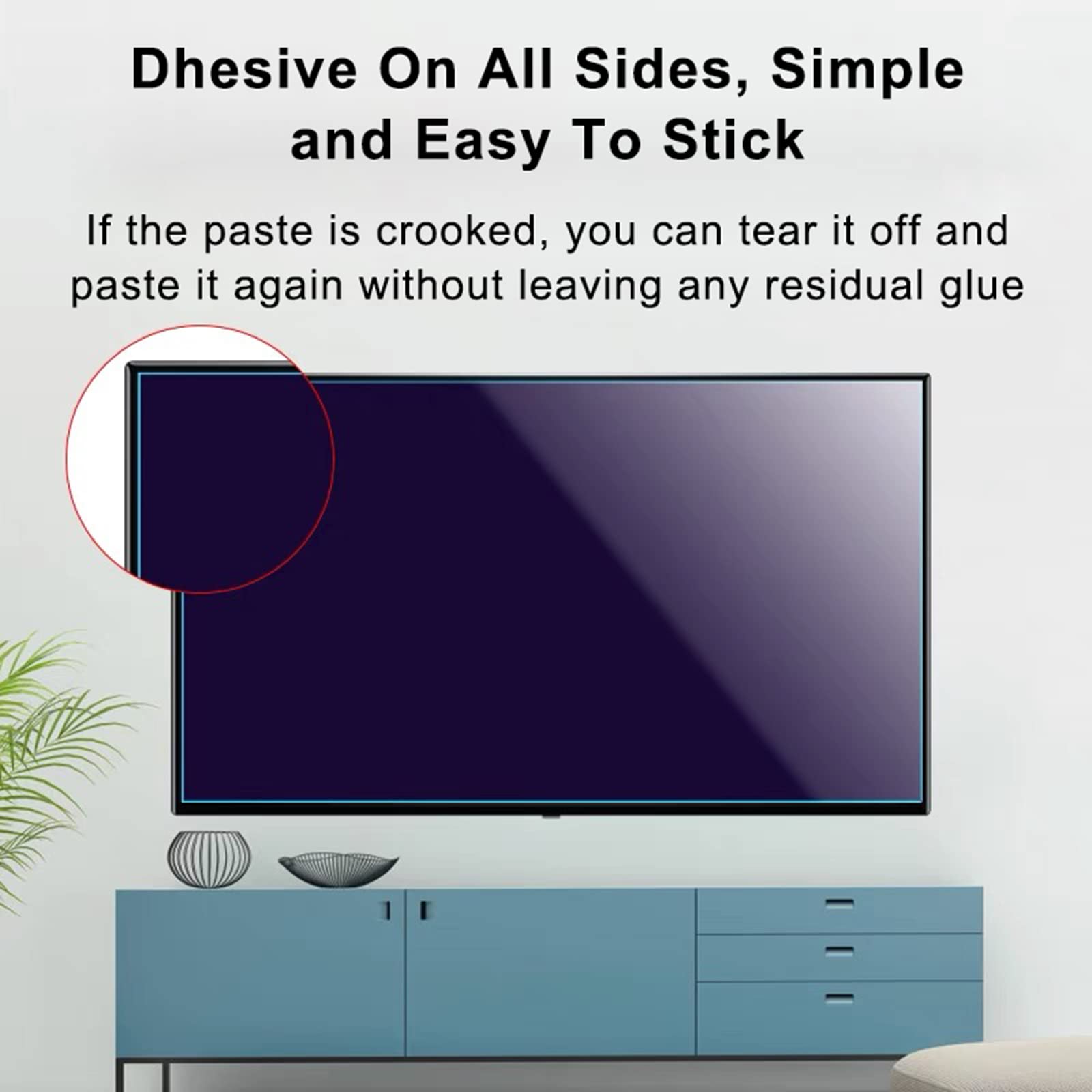 Générique Protecteur d'écran TV Domestique Anti-lumière Bleue, Film dépoli pour écran Anti-éblouissement/Anti-rayonnement/Anti-myopie, Facile à Installer, réutilisable, Peut prévenir la fati