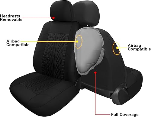 Miniatura 4 de VarCozy - Fundas de asiento delantero de automóvil, fundas universales de tela transpirables y lavables para SUV, sedán, camioneta, fundas