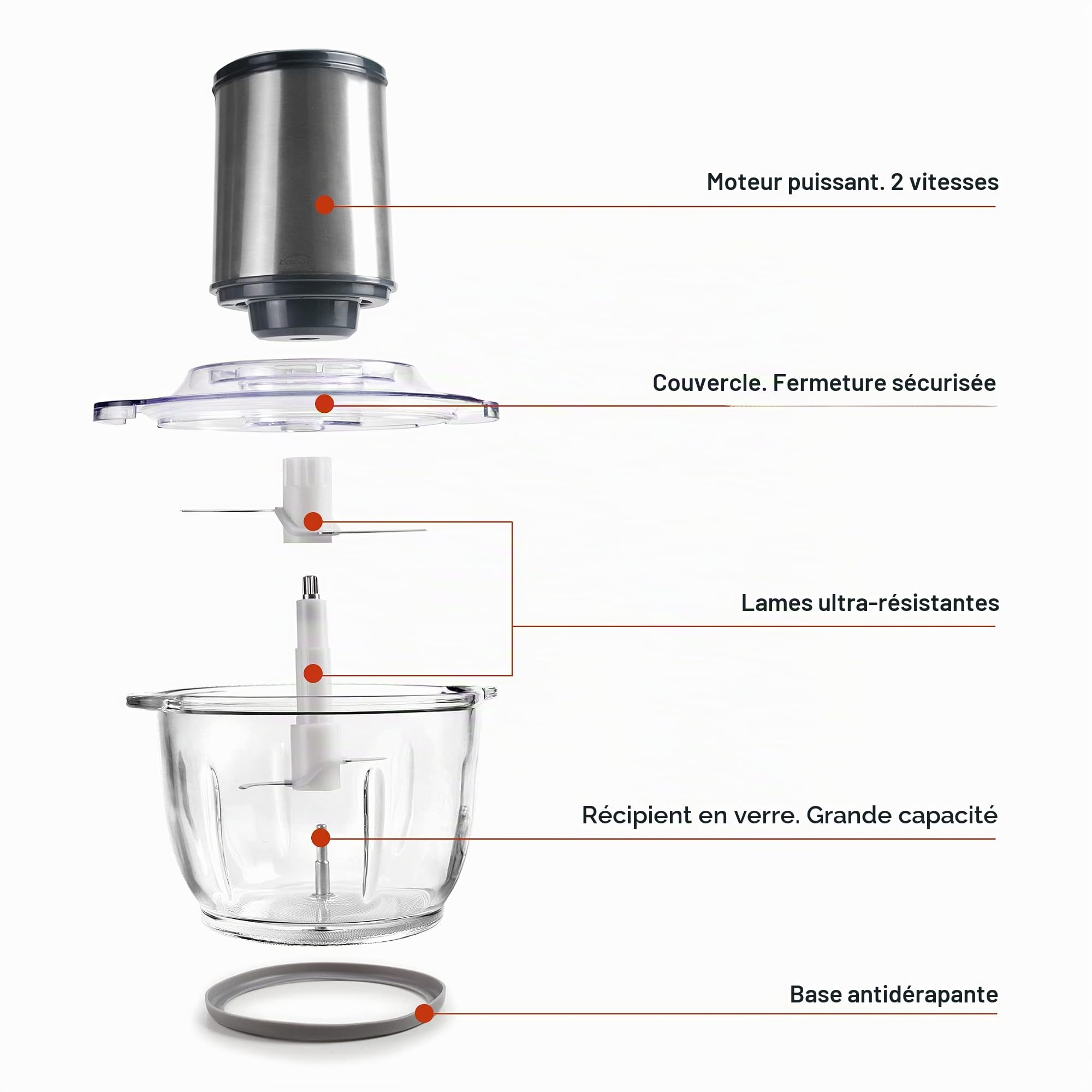 LACOR 69077 - Coupe-Automatique, Coupe-Nourriture, Hélico avec Cu... | Ustensile professionnel durable; conçu pour un rendement optimal y nettoyage rapide et facile au lave-vaisselle