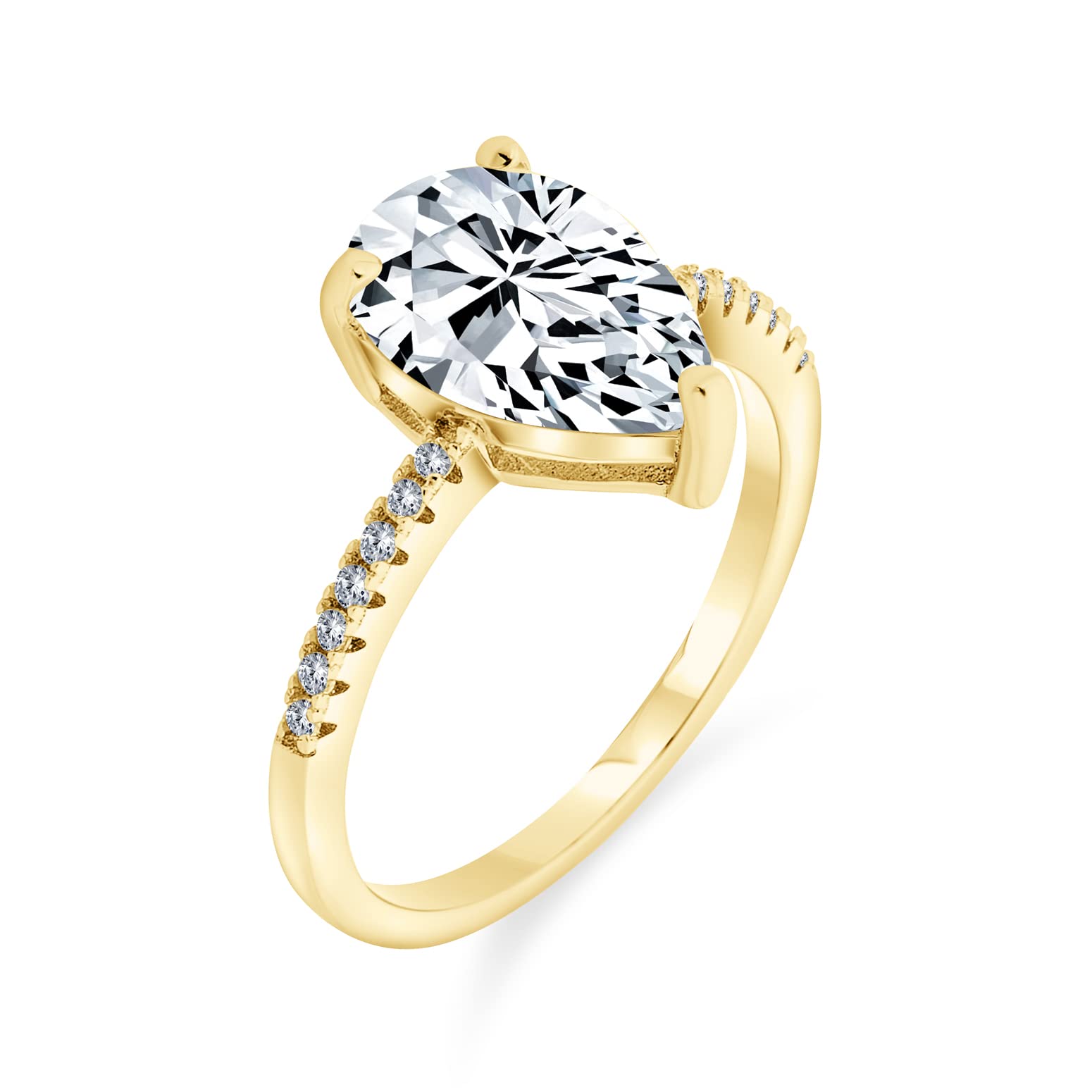 Bling Jewelry Teardrop Pear Shape Solitaire AAA CZ Halo Verlobungsring Für Frauen Mit 2,5 7 Karat Pear Shape 1MM Band Cubic Zirkonia Roségold Und Gelbgold 14K Vergoldetes .925 Sterlingsilber