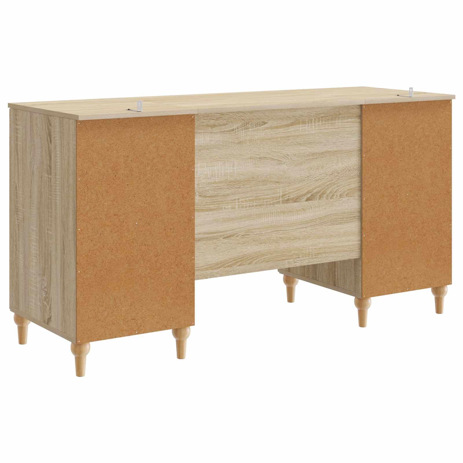 Scrivania con scaffale, in legno Sonoma, 142,5 x 50 x 75 cm, versatile scrivania per computer con vano portaoggetti, ripiano e 2 ante girevoli, per casa, ufficio, gaming e studio