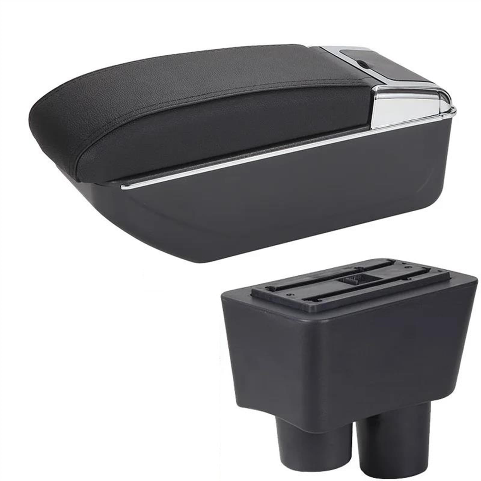 NMJLQW Storage Rack Car Armrest Special Storage Box Modification Parts For Almera For Versa(D2 Black line No USB)