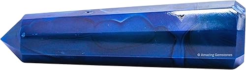 Miniatura 2 de Amazing Gemstone Torres de cristal de ágata azul Obelisco de punto de cristal curativo natural para curación de Reiki y cuadrícula de cristal (2 a