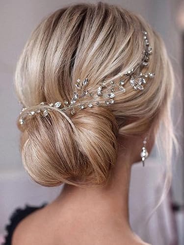Miniatura 10 de JAKAWIN Bride Crystal Wedding Hair Vine Gold Bridal Hair Piece Rhinestone Accesorios para el cabello para mujeres y niñas HV113 (dorado)