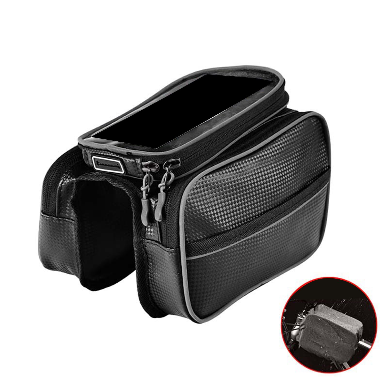 Mountain Bike Front Top Tube Pouches Pannier Phone Mount Holder Handlebar Bag With Touch Screens Cell Phone Bag Holder Bike Front Frame Bag Large Capacity Mountain Bike Front Top Tube Pouch Pannier