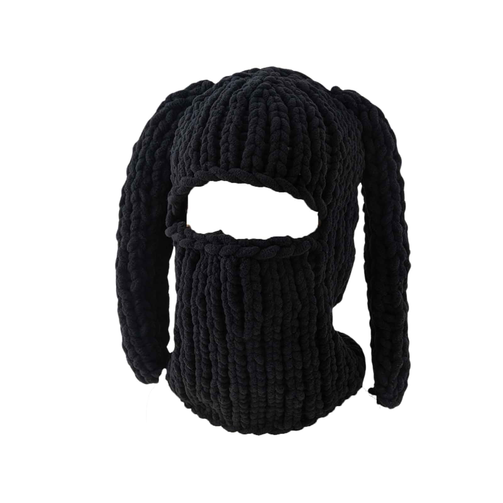Julpsk Y2k Grunge Emo Bunny Ear Hat Cosplay Party Mask Winter Balaclava Crochet Beanie