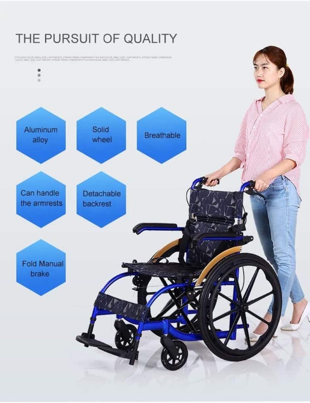 Wózek inwalidzki Handmatige rolstoelen Aluminium transportstoel met afneembare opklapbare armrolstoel Opvouwbare transportrolstoel met handrem wygodne