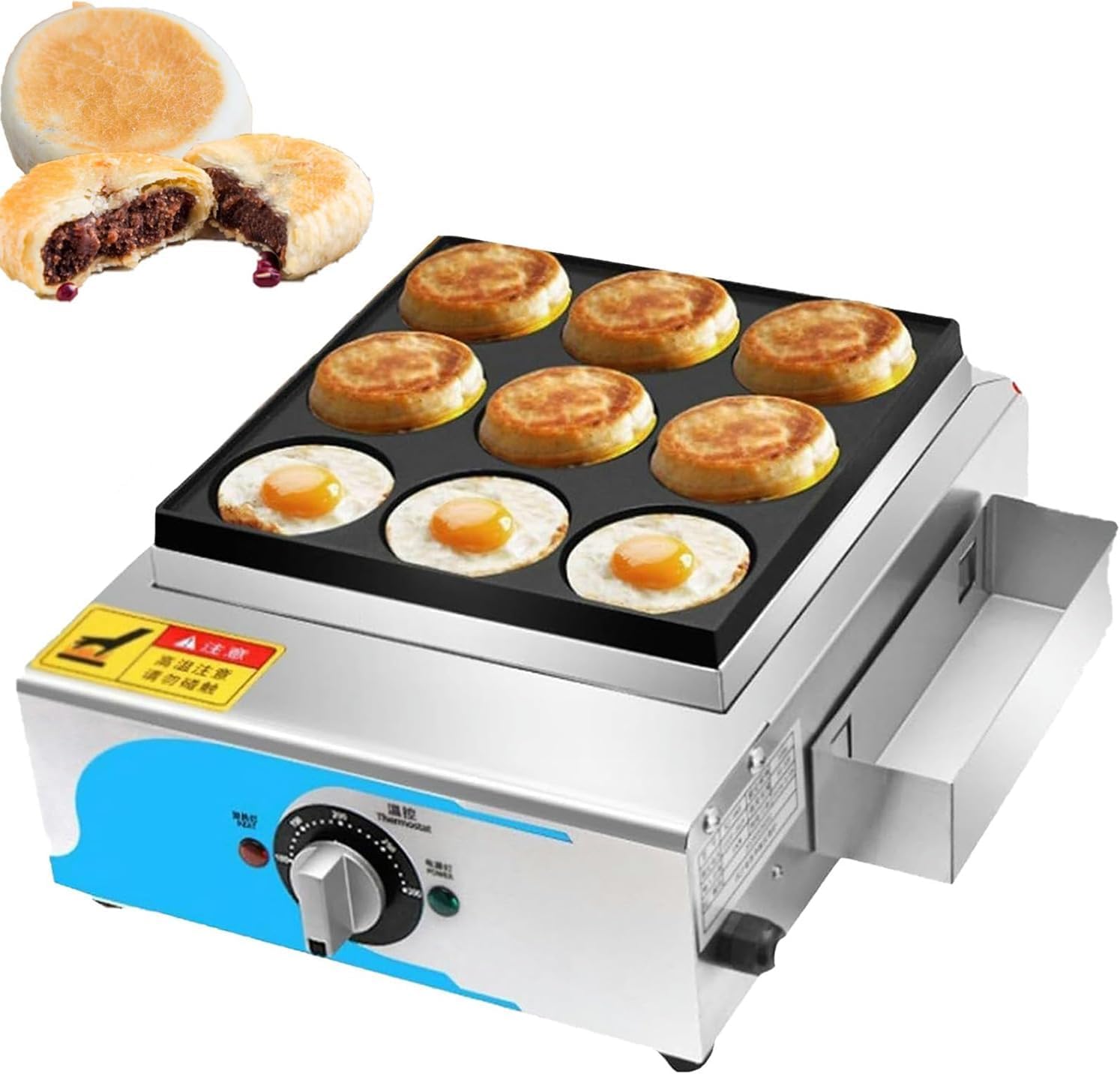 Machine À Hamburgers Professionnelle, Plaque De Cuisson Électrique À 9 Trous Pour Hamburgers Et Viandes À Chauffage Rapide, Poêle À Hamburgers Et Omelettes Antiadhésive, Machine À Petit-déjeuner