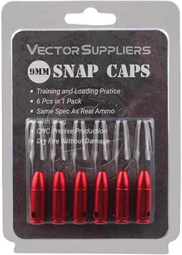 TAC Vector Optics Tapas a presión de 0.354 in, tapas redondas de entrenamiento para simulacros de 0.354 in Luger 6 piezas