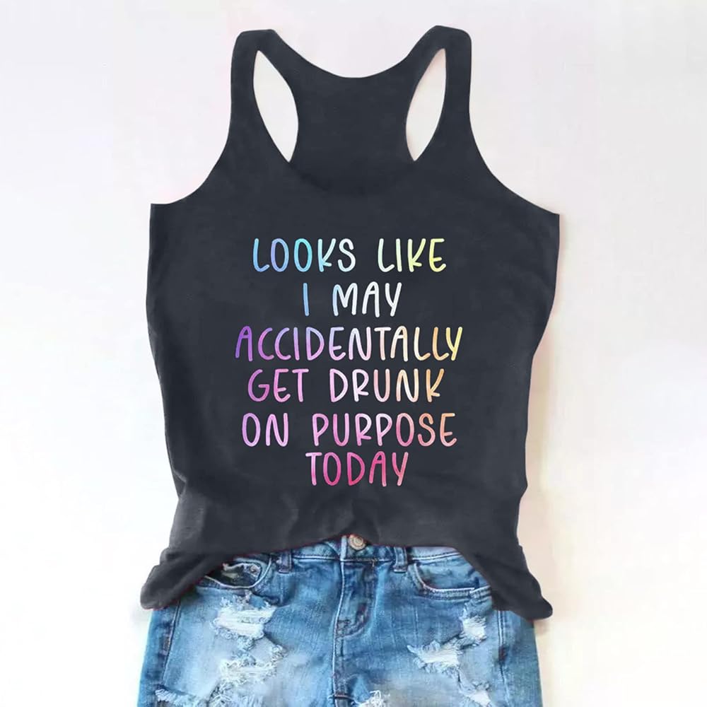Women's Funny Graphic Tank Top - 'Resting Beach Face' Sleeveless Racerback, Cotton Blend