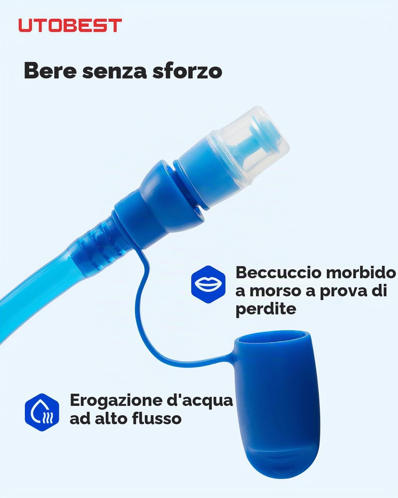 UTOBEST Sacca Idrica, 1L 1,5L 2L 3L, Sacca Idrica a Prova di Perdite, Serbatoio Acqua Senza BPA, per Corsa, Ciclismo, Campeggio