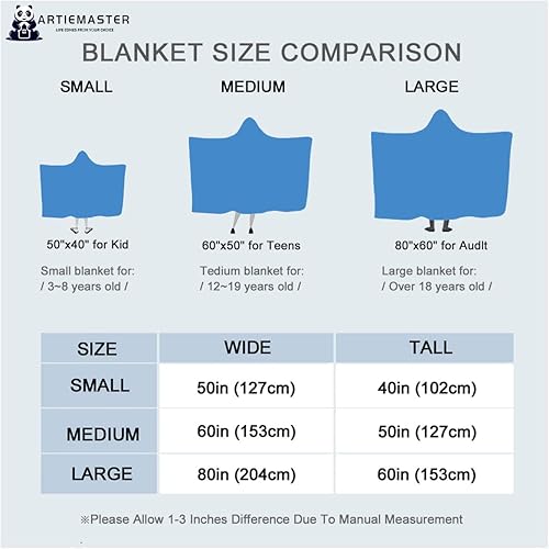 Miniatura 4 de Manta con capucha de ajolote y hongos, manta de franela suave y ligera, adecuada para usar en la cama, sala de estar y viajes, 60 x 50 pulgadas,