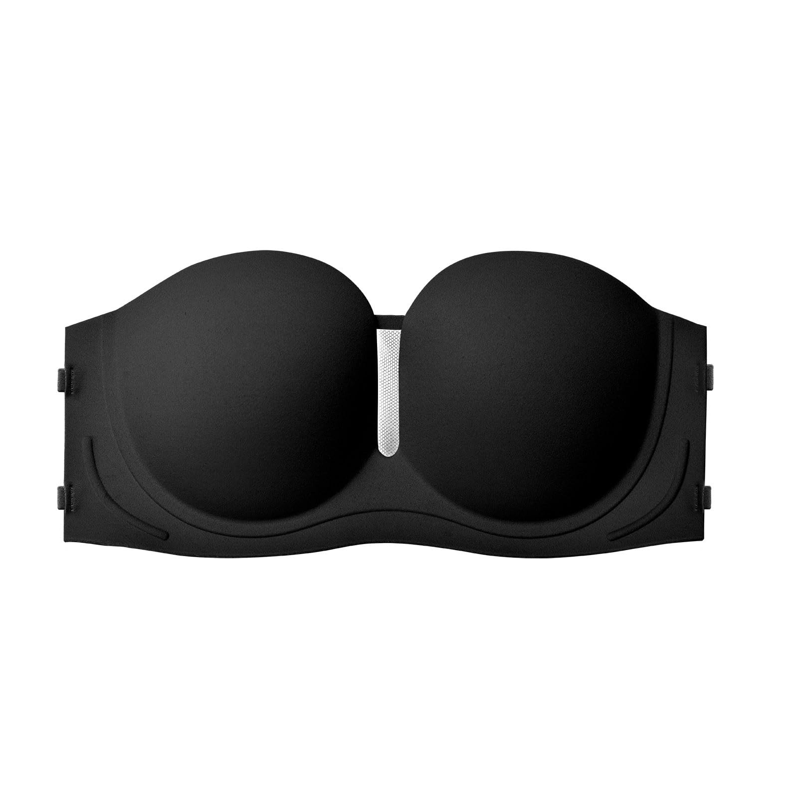 Sujetador Sin Tirantes for Mujer, Antideslizante, con Aros, Push-up, Cómodo, Sujetador Bandeau Invisible, Negro, S
