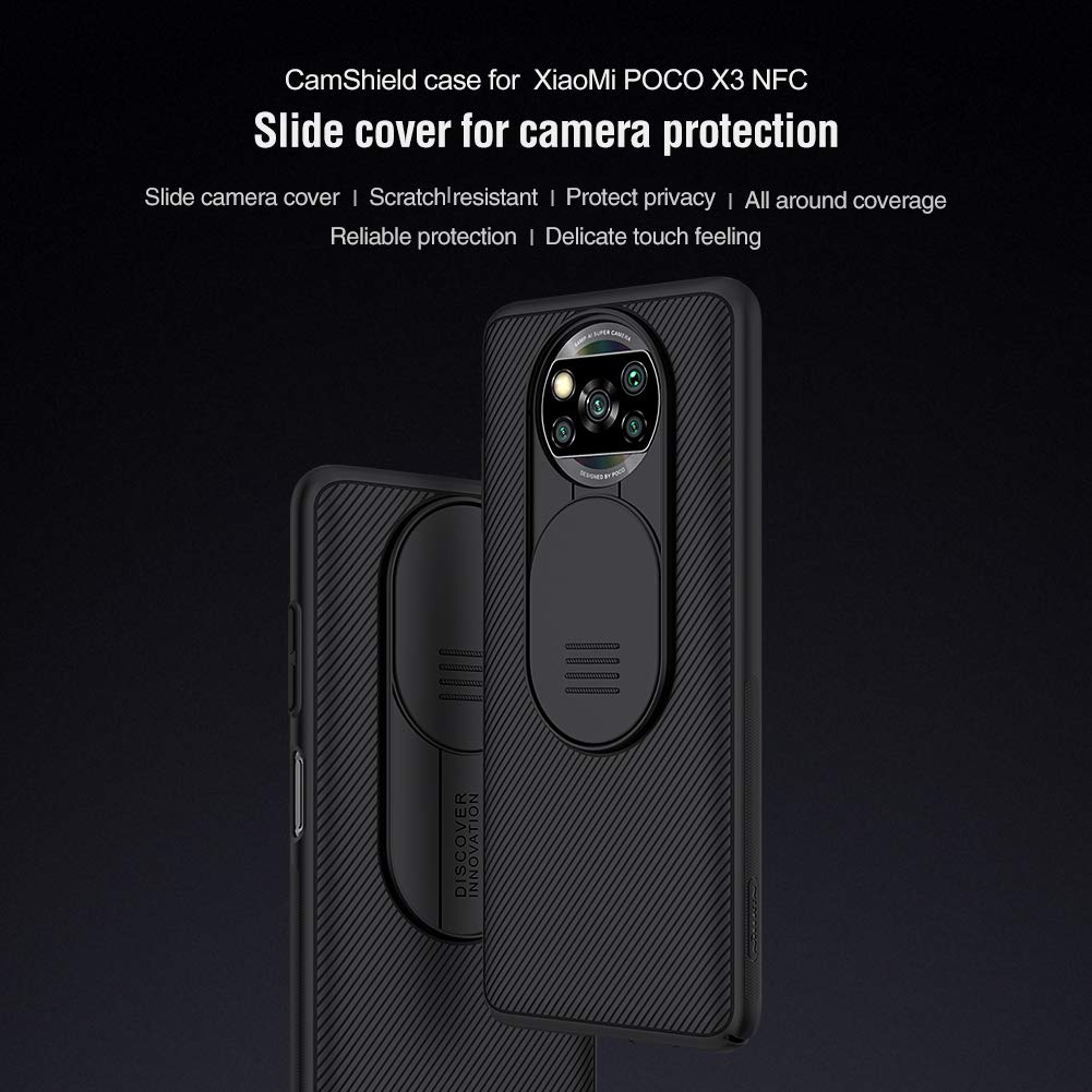 Nillkin Case for Xiaomi Poco X3 NFC Cover Hard CamShield with Camera Slide Protective [ Perfect Design Compatible (NFC) ] - Black