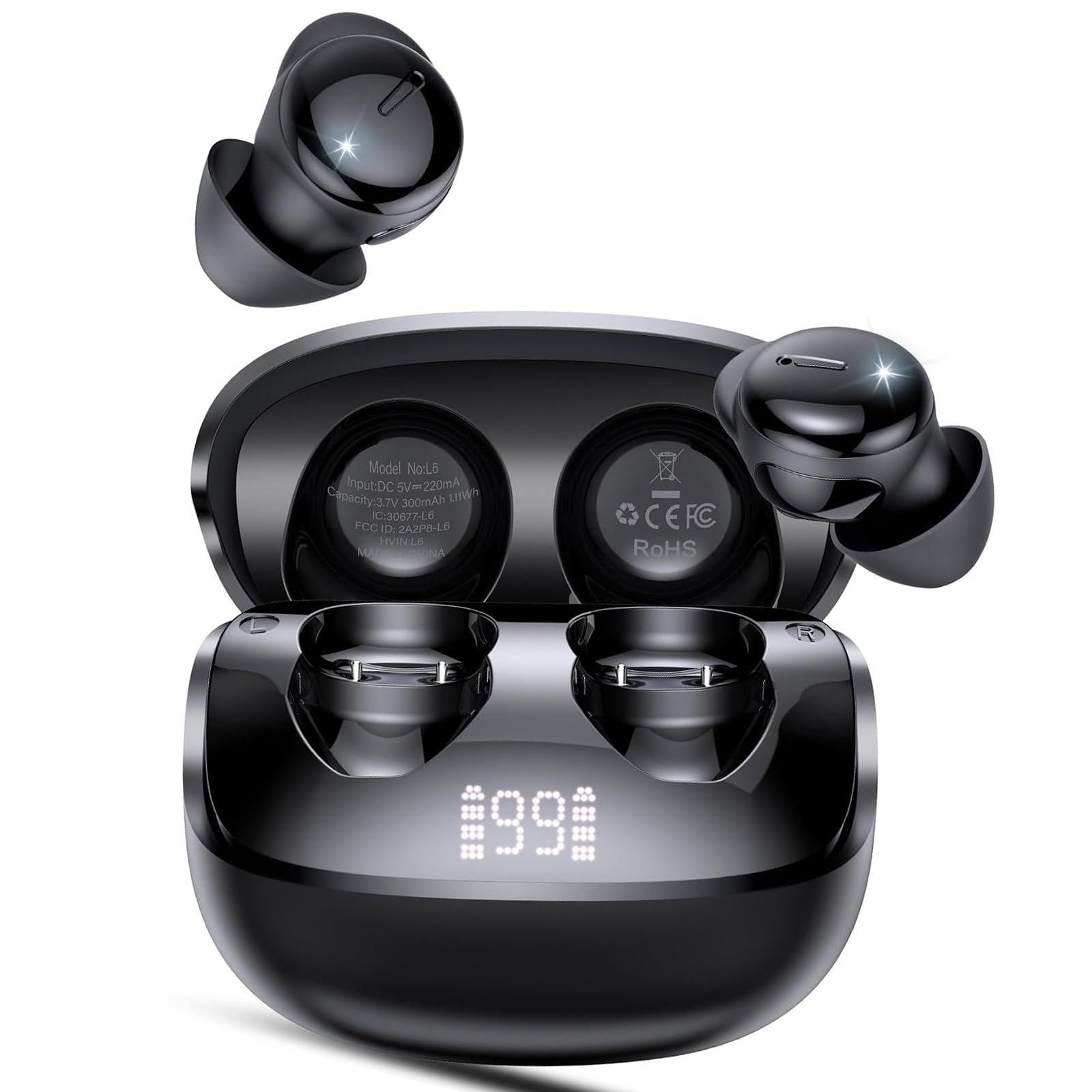 In Ear Schlafkopfhörer, Kabellose Kopfhörer Bluetooth 5.4 mit 4 ENC Mikrofonen, Hi-Fi Klang 48Std Mini Bluetooth Sleep Earbuds, Weißes Rauschen, Ohrhörer komfortabel für Seitenschläfer