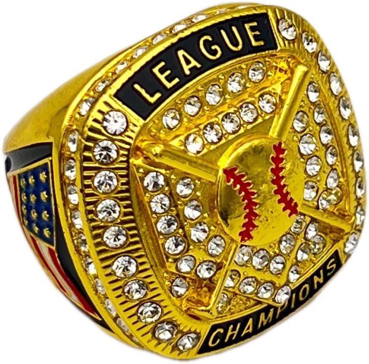 Discount Sports Rings HOME PLATE LEAGUE CHAMPION RING — GOLD BODY, CLEAR STONE Item 5-36
