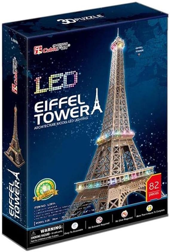 CubicFun 3D 82 Parça Puzzle Eiffel Kulesi - Fransa (Led Işıklı)