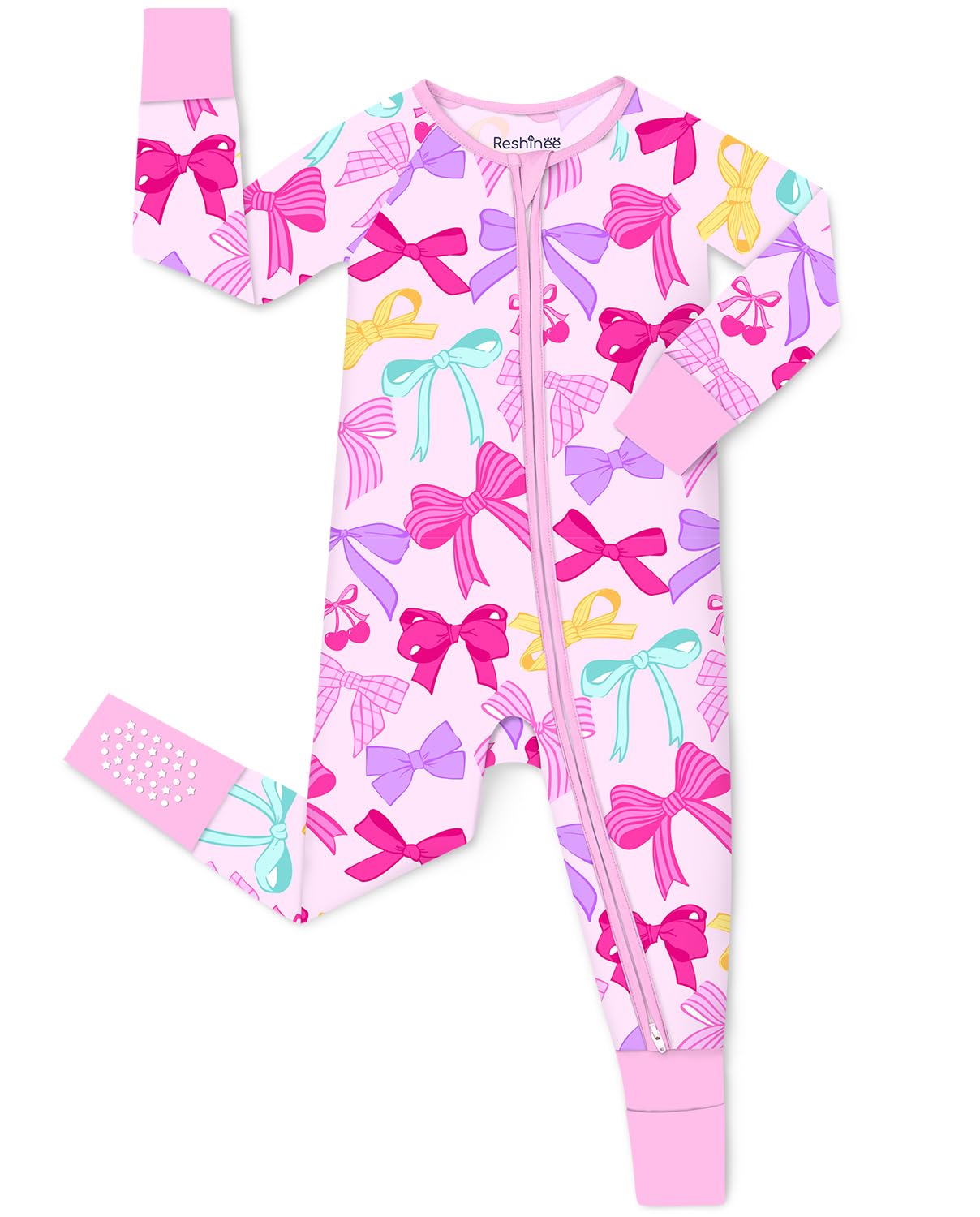 babee Reshinee Viscose Derived from Bamboo Baby Footie Pajamas Convertible Newborn Sleeper for Baby Girl Zipper Onesie 0-24M
