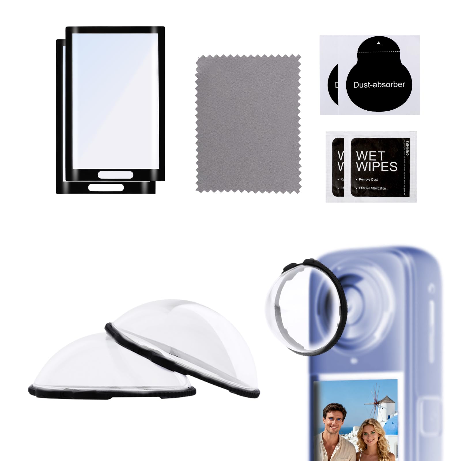 lasuroa 2pz Lente Guardia per Insta360 X5 con 2pz Schermo Protettore, Anti Graffio & Anti Riflesso Twist Blocco Lente Copertura Kit per Insta360 X5 Accessori Antigurto & Antipolvere
