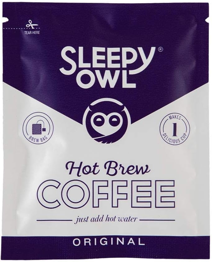 Sleepy Owl Coffee Original (Medium Roast) Hot Brew Bags | Set of 15 Bags - Makes 15 Cups |5 Minute Brew - No Equipment Required | 100% Arabica Beans - Sourced Directly from Farms