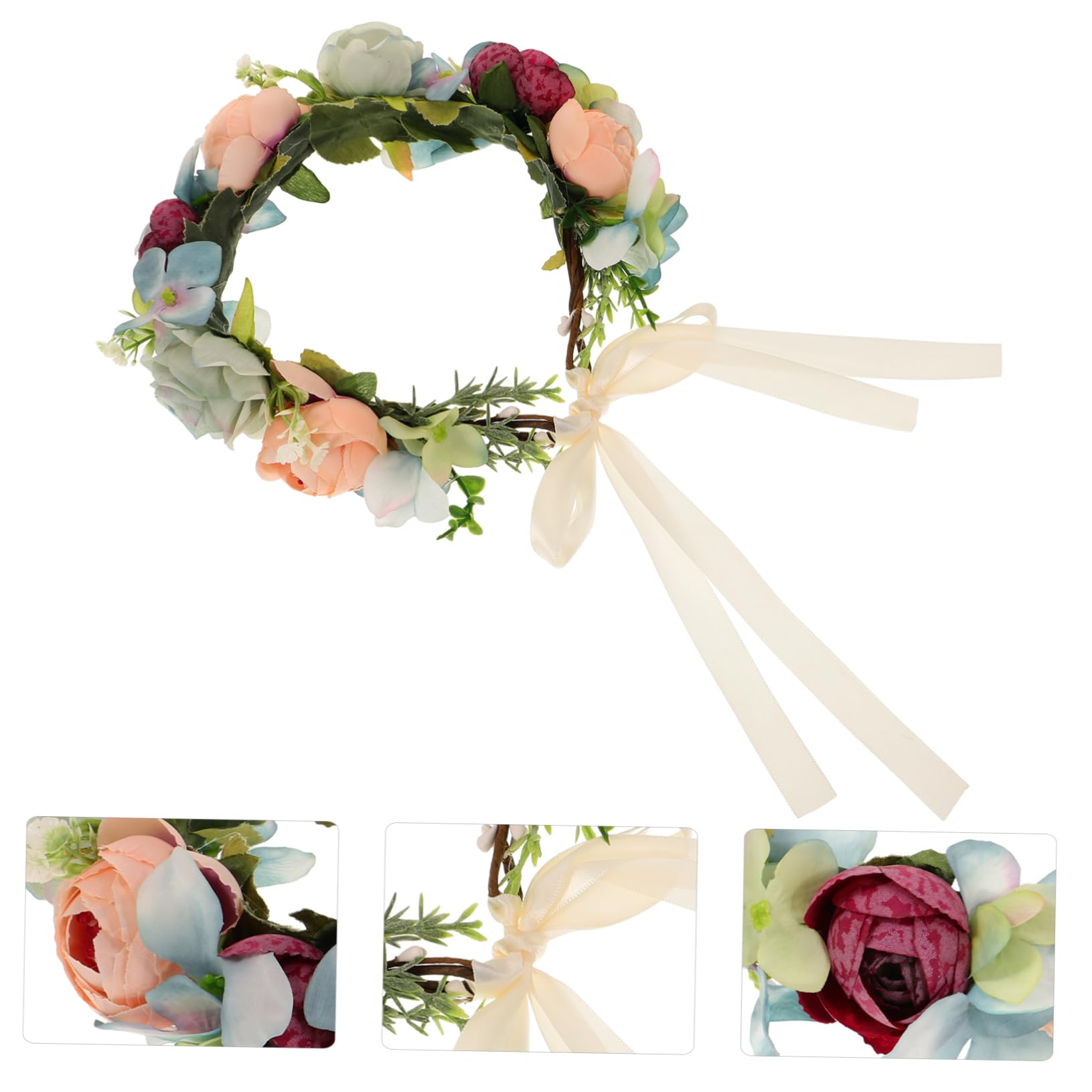 MAGICLULU 3 Stk Party-haarbänder Blumenkopfschmuck Für Die Braut Blaue Tiara Kopfschmuck Hochzeit Haarband Mit Blumenkrone Brautkopfschmuck Für Die Hochzeit Reisen Bilden Rose
