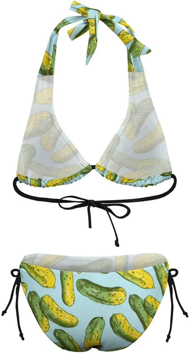 Pickles Novelty Women's 2 Piece String Bikini Set Swimsuits Bathing Suit Swimwear