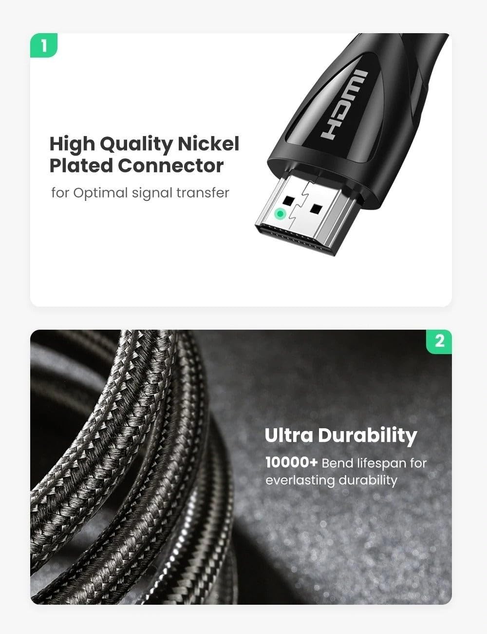 Ugreen 8K Ultra HD HDMI 2.1 Görüntü Aktarma Kablosu 1 Metre