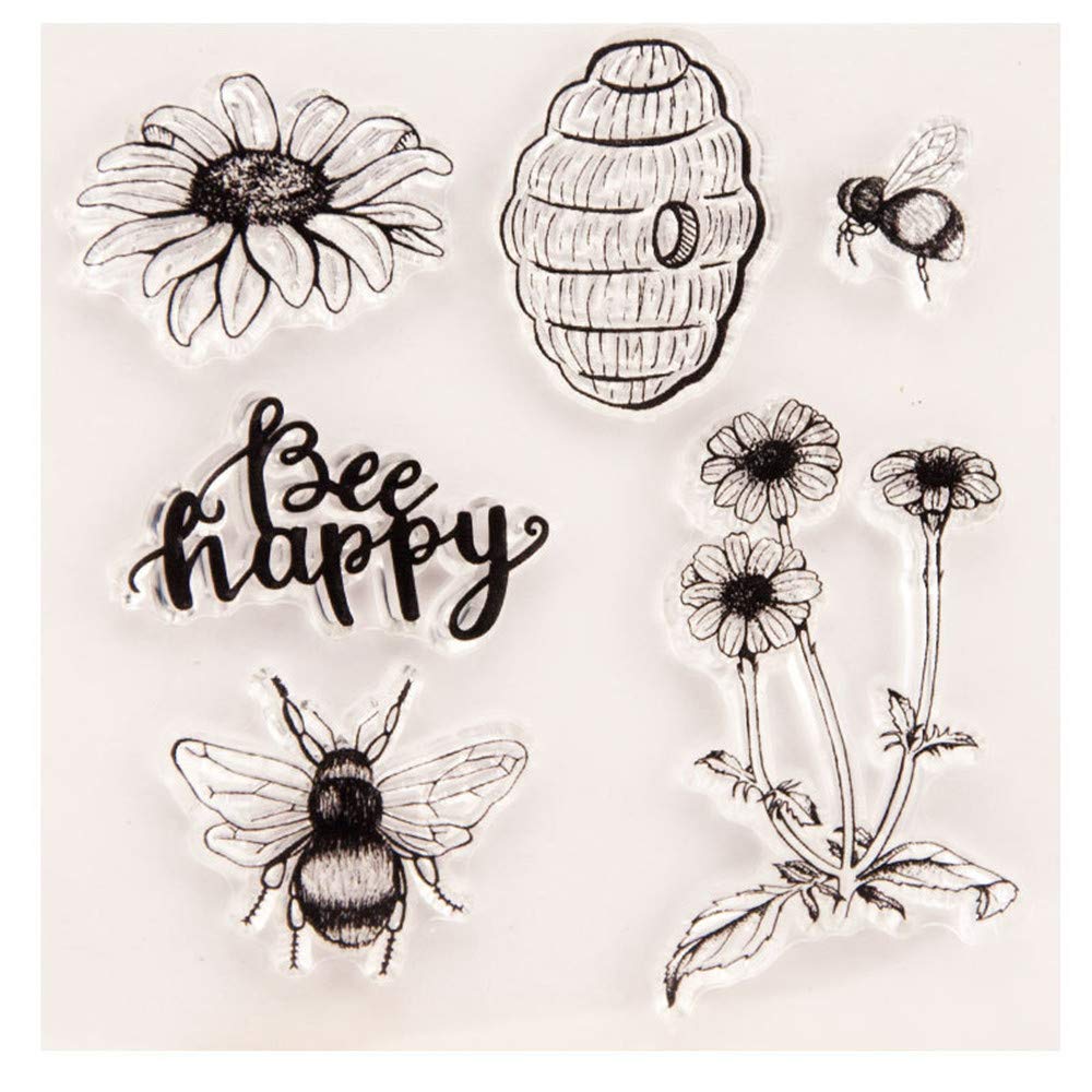 Arrietty Type 5 Bee Happy Flowers Daisy Clear Stamps For Card Making Decoration And Diy Scrapbooking