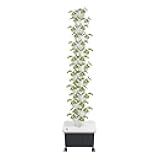 15-Tier Hydroponic Growing Tower, 45-Plant Vertical Garden Kit with Water Pump, Hydroponics Tower Growing System with 4 Wheels for Herbs, Vegetables, Strawberries (White)